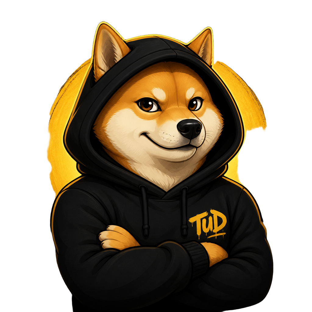 Underdog mascot with arms crossed